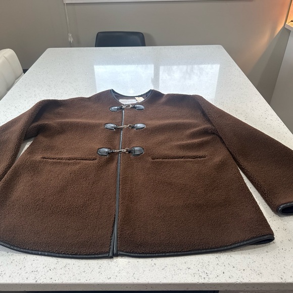 Rebecca Minkoff Brown Shearling Jacket with Toggle Closures - Picture 13 of 14